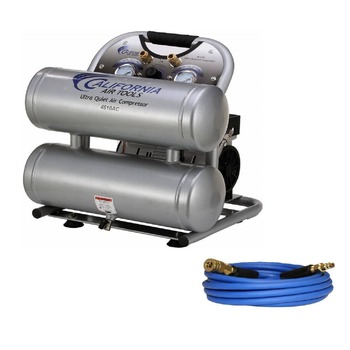 PRODUCTS | California Air Tools 4610ACH 4.6 Gallon 1 HP Ultra Quiet and Oil-Free Aluminum Twin Tank Air Compressor Hose Kit