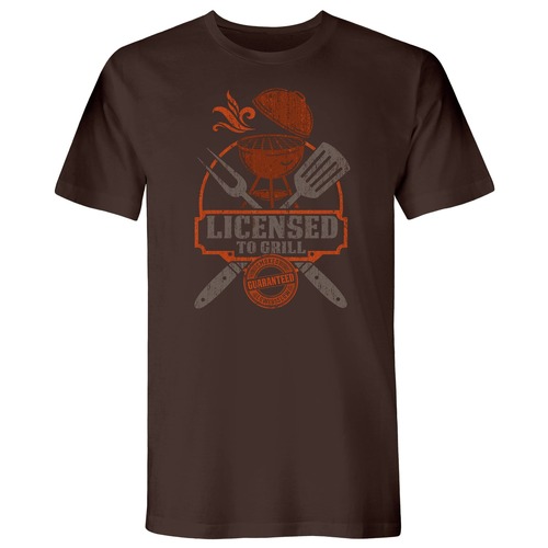 Shirts | Buzz Saw PR104183S "Licensed to Grill" Premium Cotton Tee Shirt - Small, Brown image number 0
