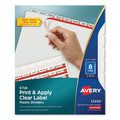 Office Jansan | Avery 12450 11 in. x 8.5 in. 8-Tab Print and Apply Index Maker Clear Label Plastic Dividers with Printable Label Strip - Frosted Clear Tabs (5 Sets/Pack) image number 0