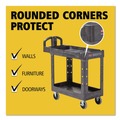 Utility Carts | Rubbermaid Commercial FG450088BLA 17.13 in. x 38.5 in. x 38.88 in. 500 lbs. Capacity 2 Lipped Shelves Heavy-Duty Plastic Utility Cart - Black image number 8