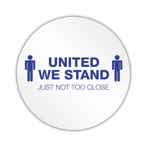 Floor Signs | Deflecto PSDD20UWS/6 20 in. Diameter United We Stand Personal Spacing Discs - White/Blue (6/Pack) image number 0