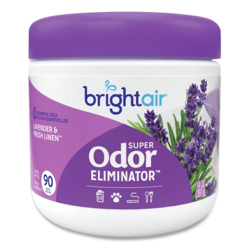 Odor Control | BRIGHT Air 901325 14 oz. Jar Super Odor Eliminator - Lavender and Fresh Linen/Purple image number 0