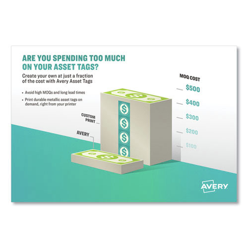 Avery 60531 PermaTrack 0.75 in. x 2 in. Laser Printers Destructible Asset  Tag Labels - White (30/Sheet 8 Sheets/Pack)