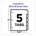 Office Jansan | Avery 16170 Write and Erase Big Tab 11 in. x 8.5 in. 5-Tab 3-Hole Punched Durable Plastic Dividers - Assorted (1-Set) image number 3