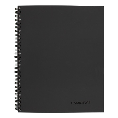 Office Jansan | Cambridge 06062 (80) 11 in. x 8.5 in. Sheets 1-Subject Wide/Legal Rule Wirebound Business Notebook - Black Linen Cover image number 0