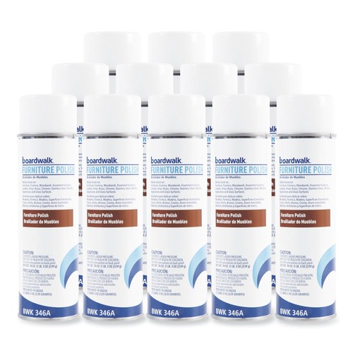 Cleaning & Janitorial Supplies | Boardwalk 1041283 19 oz. Aerosol Spray Furniture Polish - Lemon Scent (12/Carton) image number 0