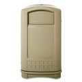 Trash Cans | Rubbermaid Commercial FG396400BEIG 50 gal. Plastic, Rectangular, Plaza Indoor/Outdoor Waste Container - Beige image number 2