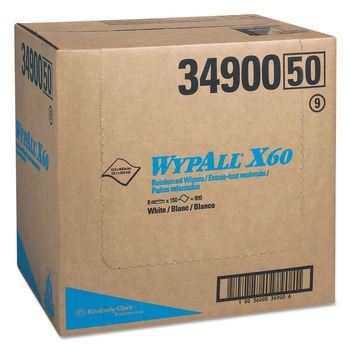 WypAll 34900 X60 12-1/2 in. x 16-4/5 in. Flat Sheet Cloths - White (150/Box, 6 Boxes/Carton)