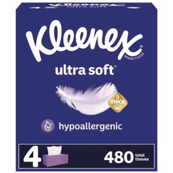 Kleenex Ultra Soft 3-Ply Facial Tissue - White (8/Carton)