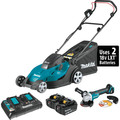 Push Mowers | Makita XML02PTX1 18V X2 (36V) LXT Brushless Lithium-Ion 17 in. Cordless Lawn Mower / Angle Grinder Combo Kit with 2 Batteries (5 Ah) image number 0