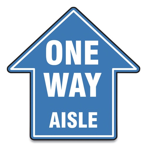 Office Jansan | GN1 MFS466ESP 17 in. x 17 in. "One Way Aisle" Slip-Gard Social Distance Floor Signs - Blue (25/Pack) image number 0