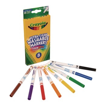 Crayola Fine Bullet Tip Ultra-Clean Washable Markers - Assorted Colors (8/Set)