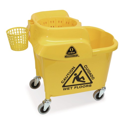 Mop Buckets | Nexstep Commercial Products 96979 MaxiRough Institutional Mop Bucket and Wringer, 35 qt, Yellow image number 0