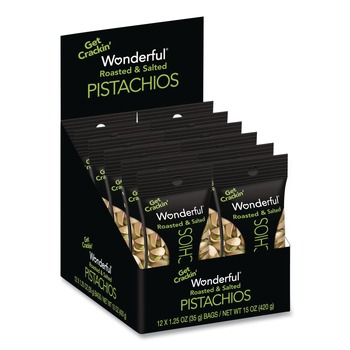 Paramount Farms 1.5 oz Wonderful Pistachios In-Shell - Roasted and Salted (12/Box)
