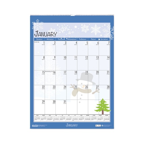 Calendars & Planners | House of Doolittle 339 12 in. x 16.5 in. 12-Month (Jan to Dec): 2026 Recycled Seasonal Wall Calendar - Illustrated Seasons Artwork image number 0