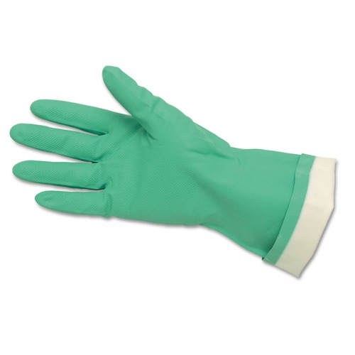 Disposable Gloves | MCR Safety 5319E Flock-Lined Nitrile Gloves - One Size Green (1-Dozen) image number 0