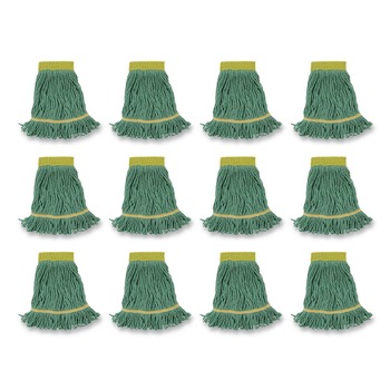 Boardwalk 5 in. Headband Super Loop Cotton/Synthetic Fiber Wet Mop Head - Small, Green (12/Carton)