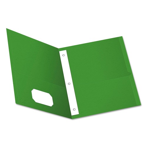 Office Jansan | Oxford 57703 11 in. x 8.5 in. 0.5 in. Capacity Twin-Pocket Folders with 3 Fasteners - Green (25/Box) image number 0