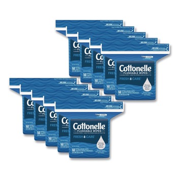 Cottonelle 41777 5 in. x 7.25 in. 1-Ply Fresh Care Flushable Cleansing Cloths - White (8/Carton)