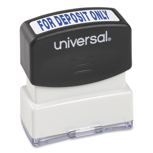 Office Jansan | Universal UNV10056 Pre-Inked 1-Color FOR DEPOSIT ONLY Message Stamp - Blue image number 0