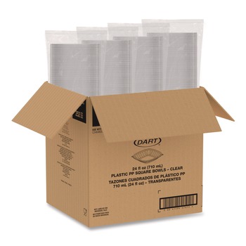 Dart 5 in. x 5 in. x 1.99 in. 24 oz. Plastic Bowls - Square Clear (252/Carton)