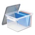 Office & Office Supplies | Storex 61530U04C 13.9 in. x 18.3 in. x 10.6 in. Legal/Letter Tote with Locking Handles - Clear/Silver (4/Carton) image number 1
