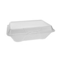 Food Service | Pactiv Corp. YTH102050001 9.19 in. x 6.5 in. x 2.75 in. Single Tab Lock No. 205 Utility Foam Hinged Lid Container - White (150/Carton) image number 3