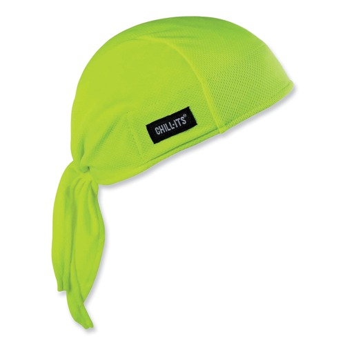 Cooling Gear | Ergodyne 12476 Chill-Its 6615 One Size Fits Most High-Performance Bandana Doo Rag with Terry Cloth Sweatband - Lime image number 0