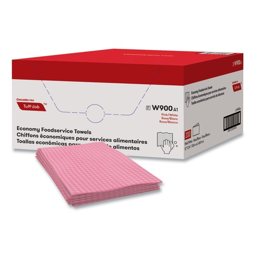 Bulk Savings Pricing 2 | Cascades PRO W900 12 in. x 24 in. Tuff-Job Foodservice Towels - Pink/White (200/Carton) image number 0