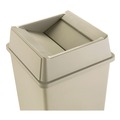 Trash & Waste Bins | Rubbermaid Commercial FG266400BEIG 20.13 in. Plastic Untouchable Square Swing Top Lid - Beige image number 3