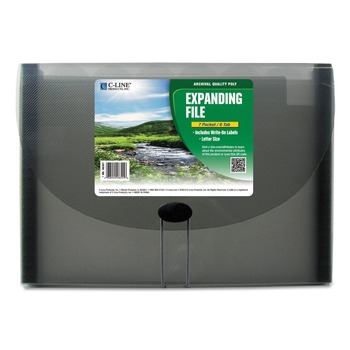 C-Line 1.63 in. Expansion 7 Sections Cord/Hook Closure 1/6-Cut Tabs Letter Size Expanding Files - Smoke