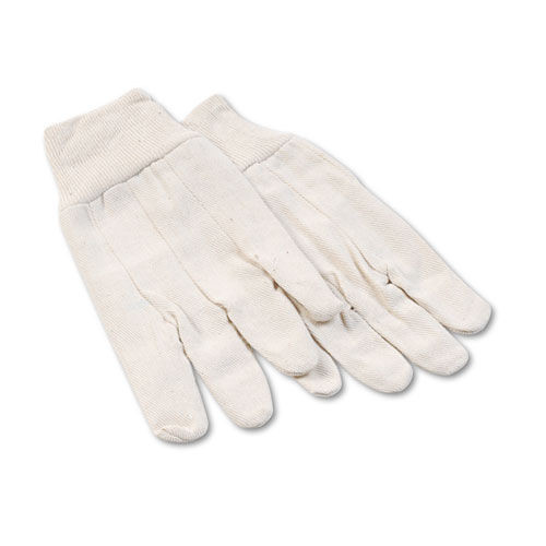 Work Gloves | Boardwalk BWK7 8 oz. Cotton Canvas Gloves - Large, White (12 Pairs) image number 0
