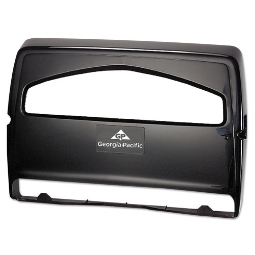 Paper & Dispensers | Georgia Pacific Professional 57748 16.38 in. x 2.5 in. x 11.75 in. Safe-T-Gard Toilet Seat Cover Half-Fold Dispenser - Black image number 0