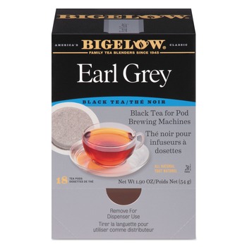 Bigelow RCB08906 Earl Grey Black Tea Pods, 1.90 Oz, 18/box