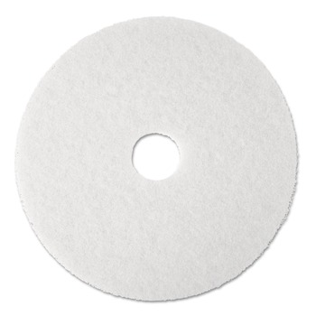 3M 4100 13 in. Diameter Low-Speed Super Polishing Floor Pads - White (5/Carton)