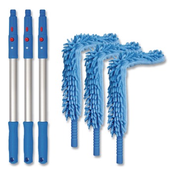 Gritt Commercial GRI17520I3PK 20 in. Pole Flexible Wand Duster with Microfiber and Chenille Sleeve (3/Kit)