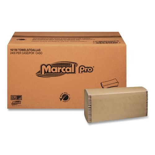 Paper Towels and Napkins | Marcal PRO P200N 9 1/4 in. x 9 1/2 in. 100% Recycled Multi-Fold Paper Towels - Natural (4000/Carton) image number 0