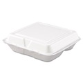 Just Launched | Dart 80HT3R 3-Compartment 7.5 in. x 8 in. x 2.3 in. Foam Hinged Lid Containers - White (200/Carton) image number 1
