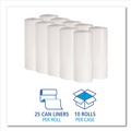 Trash Bags | Boardwalk H4823LWKR01 24 in. x 23 in. 10 gal. 0.4 mil. Low-Density Waste Can Liners - White (25 Bags/Roll, 20 Rolls/Carton) image number 3