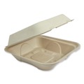 Food Trays, Containers, and Lids | World Centric TO-SC-U9-LFP 9.2 in. x 9.1 in. x 3.2 in. Paper Fiber Hinged Containers - Natural (300/Carton) image number 0
