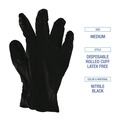 Work Gloves | Boardwalk BWK396MBX 4.4 mil General Purpose Powder-Free Disposable Nitrile Gloves - Medium, Black (100/Box) image number 6