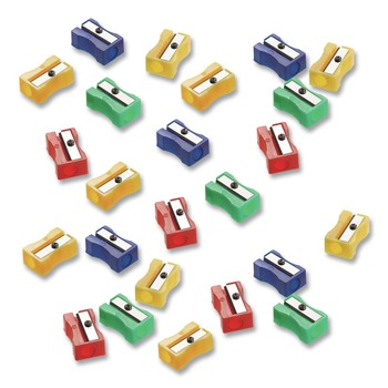 Westcott 4 x 2 x 1 One-Hole Manual Pencil Sharpeners - Assorted Colors (24/Pack)