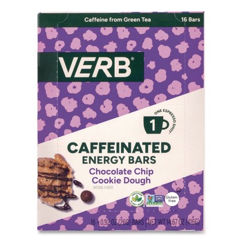 Green Rabbit 0.92 oz. Bar Caffeinated Energy Bar - Chocolate Chip Cookie Dough (16/Box)
