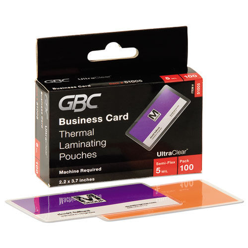 Laminating Supplies | GBC 51005CF 3.69 in. x 2.19 in. 5 mil UltraClear Thermal Laminating Pouches - Gloss Clear (100/Box) image number 0