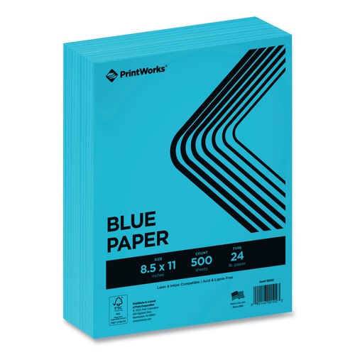 Cleaning & Janitorial Supplies | PrintWorks Professional 00102 8.5 in. x 11 in. 24 lbs. Text Weight Color Paper - Blue (1-Ream) image number 0