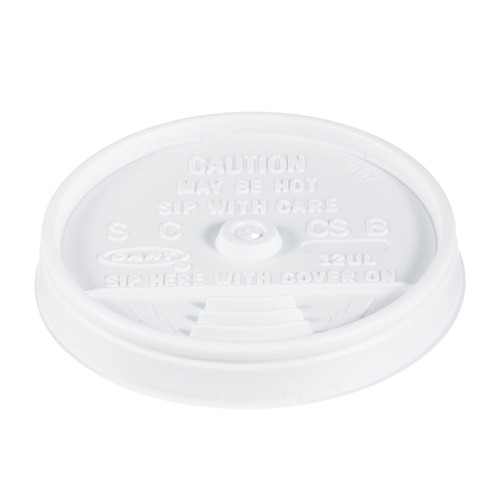 Cups and Lids | Dart 12UL Sip-Thru Lids for 10 - 14 oz. Foam Cups - White (1000/Carton) image number 0