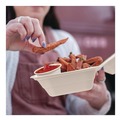 Food Trays, Containers, and Lids | Dart 60FBRHT1 6.12 in. x 5.87 in. x 3.1 in. ProPlanet Seal Compostable Molded Fiber Hinged Trays - Natural (500/Carton) image number 4