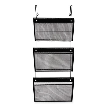 FILING RACK | Universal UNV20011 Mesh Three-Pack Wall Files with Hanger Set - Letter, Black (1-Set)