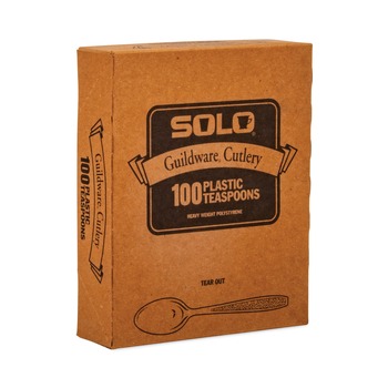 TABLETOP AND SERVEWARE | SOLO GBX7TW-0007 Guildware Cutlery Extra Heavyweight Plastic Teaspoons - White (100/Box)