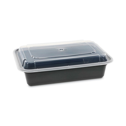 Labor Day Sale! Save $30 off $199! | Pactiv Corp. NC888B Newspring VERSAtainer 8.8 x 6 x 2.5 38 oz Plastic Microwavable Containers - Black/Clear (150/Carton) image number 0